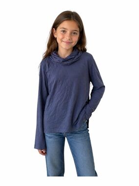 Crazy 8 Girls High Neck Shirt, Blue, Long Sleeves, Size XL (14), EUC